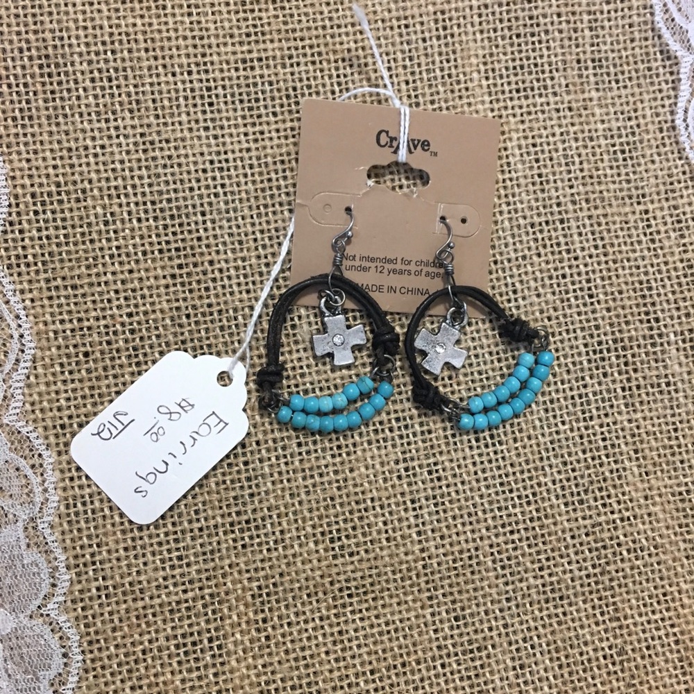 Blue bead earrings